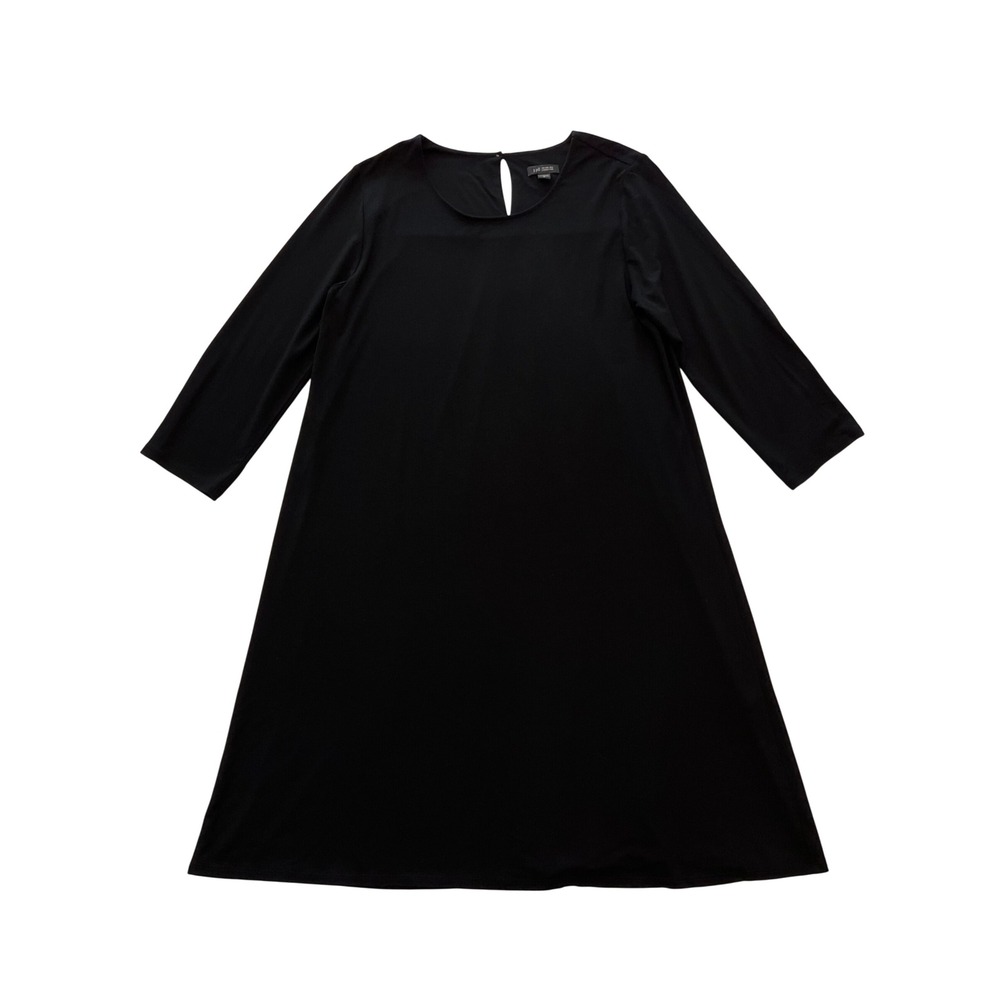 J. Jill Wearever Black 3/4 Sleeve Minimalist Flowy Classic A-Line Dress Size M